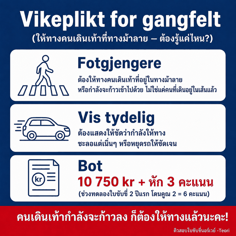 Vikeplikt for gangfelt — ให้ทางคนเดินเท้าที่ทางม้าลาย